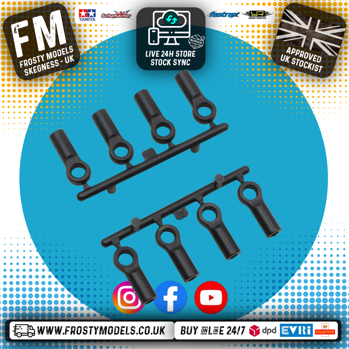 Yeah Racing - M3 Plastic Ball End 4.8 x 15mm 8pcs - YA-0564