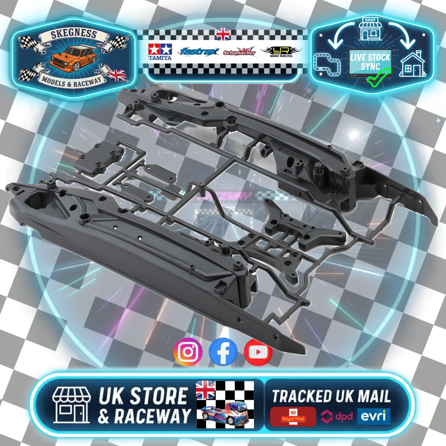 Tamiya DT03 - RC C PARTS: 58587 - 9000626 (chassis and shock towers)