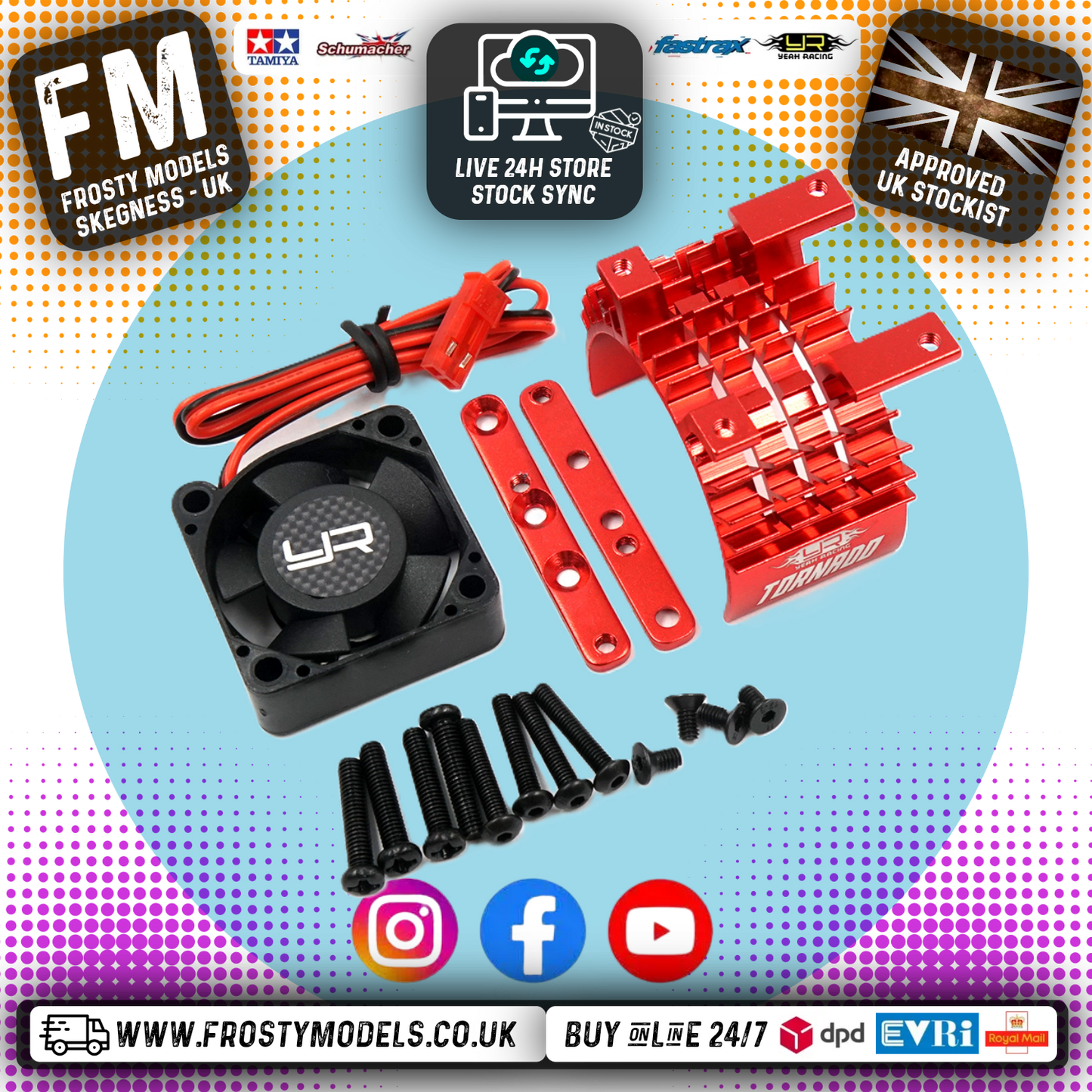 Yeah Racing - Aluminium 540 & 550 Motor Heat Sink w/Tornado High Speed Fan RED - YA-0653RD