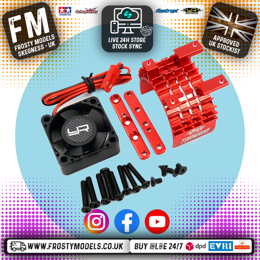 Yeah Racing - Aluminium 540 & 550 Motor Heat Sink w/Tornado High Speed Fan RED - YA-0653RD