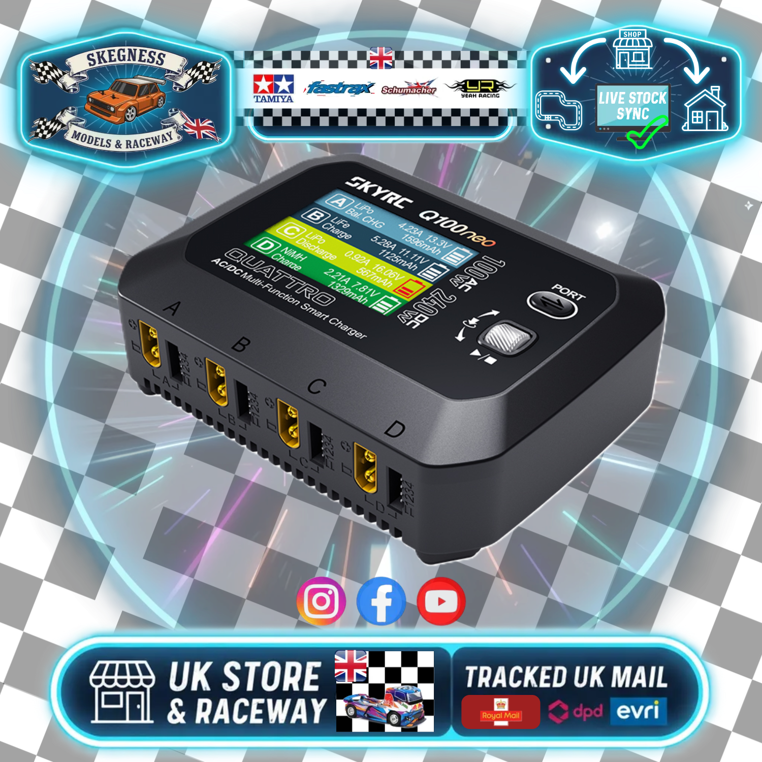 SKY RC - Q100NEO AC/DC QUAD OUTPUT LIPO/LIHV 1-4S 6A BATTERY CHARGER 240V - SK-100223-03