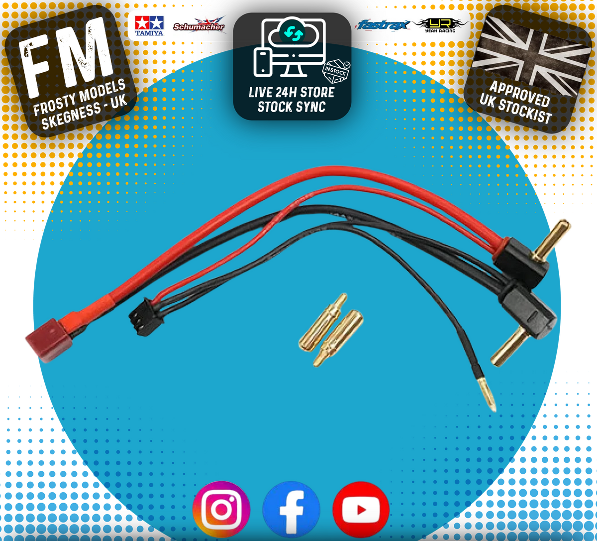 Yeah Racing - 4mm & 5mm Right Angle - Battery Balance Charge Cable w/ Deans Plug - WPT-0130 (Perfect for Euro Truck body Clearance)