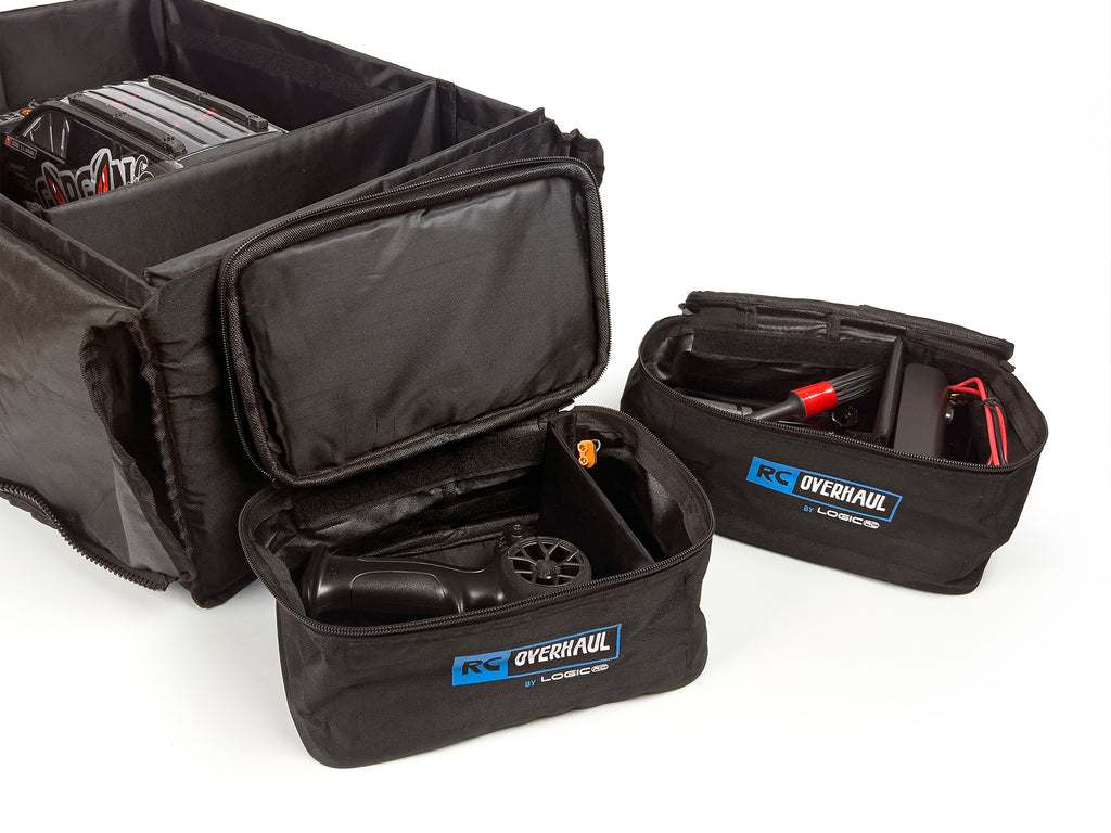 RC OVERHAUL -  CHARGER / TOOLS / RADIO CARRY BAG w/Compartments (25 x 15 x 10cm) (Fits into Hauler Bag- tools not included)