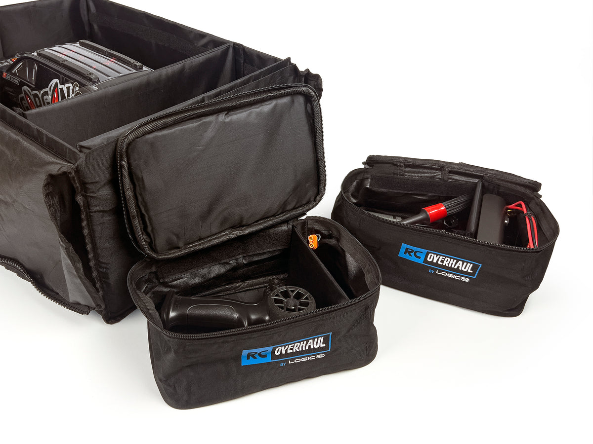 RC OVERHAUL -  CHARGER / TOOLS / RADIO CARRY BAG w/Compartments (25 x 15 x 10cm) (Fits into Hauler Bag- tools not included)