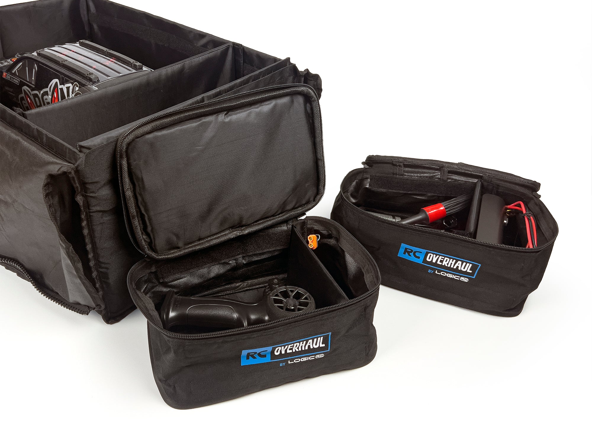 RC OVERHAUL -  CHARGER / TOOLS / RADIO CARRY BAG w/Compartments (25 x 15 x 10cm) (Fits into Hauler Bag- tools not included)