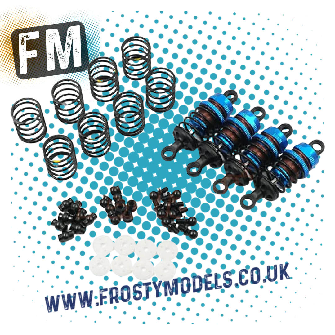 YEAH RACING - Alloy Big Bore 50mm Damper Shocks Set 4pcs BLUE (for TT01E Euro Truck & M-Chassis) BBG-0050BU