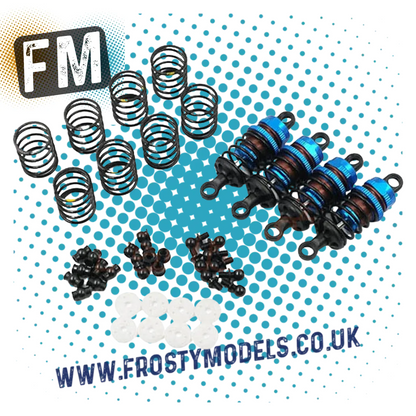 YEAH RACING - Alloy Big Bore 50mm Damper Shocks Set 4pcs (for TT01E Euro Truck & M-Chassis) BBG-0050BU