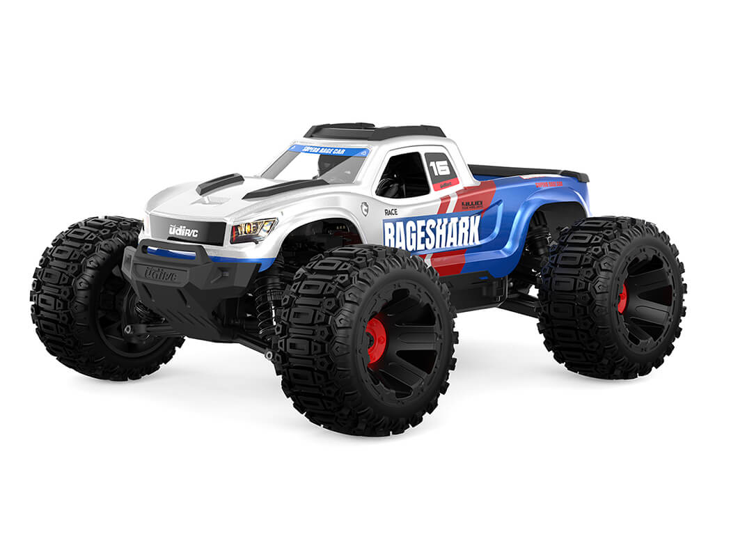 UDI RC - RAGESHARK MONSTER TRUCK 1/16 BRUSHED RTR - Blue/White - UDI-UD1611B  (7.4V Li-ion 1200mAh & Charger Included)