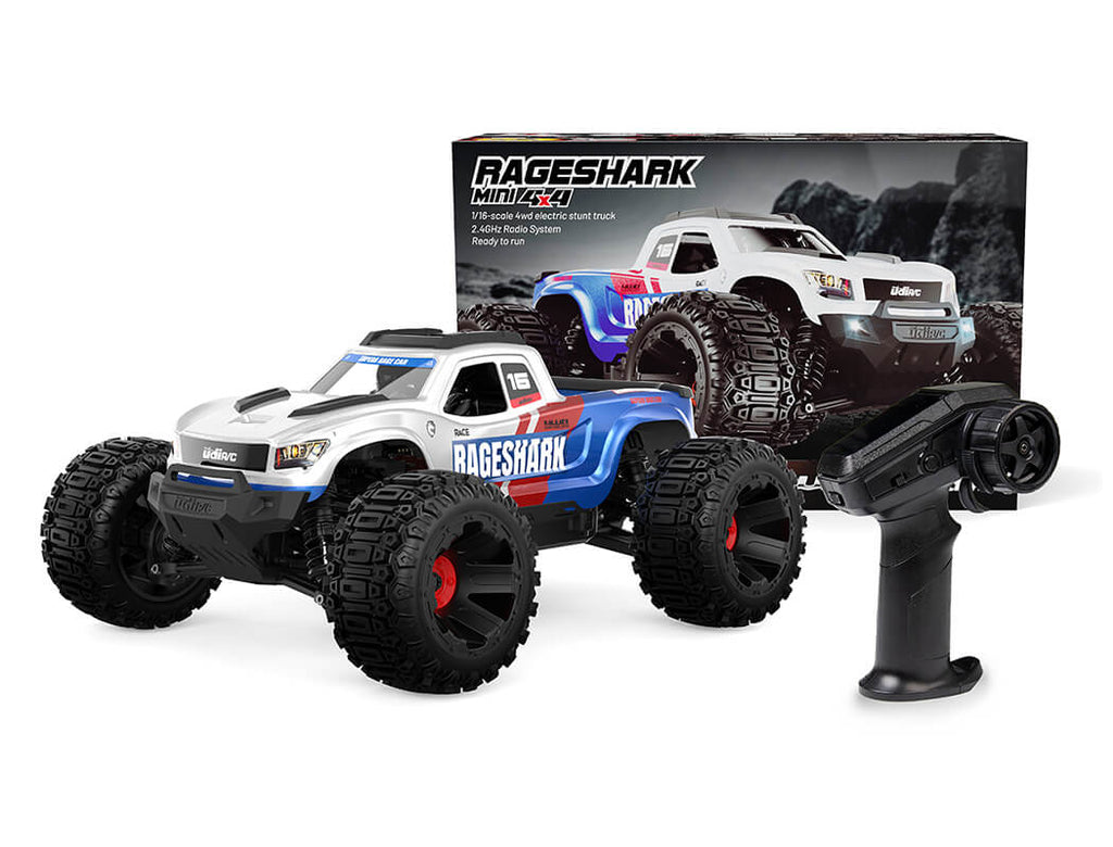 UDI RC - RAGESHARK MONSTER TRUCK 1/16 BRUSHED RTR - Blue/White - UDI-UD1611B  (7.4V Li-ion 1200mAh & Charger Included)