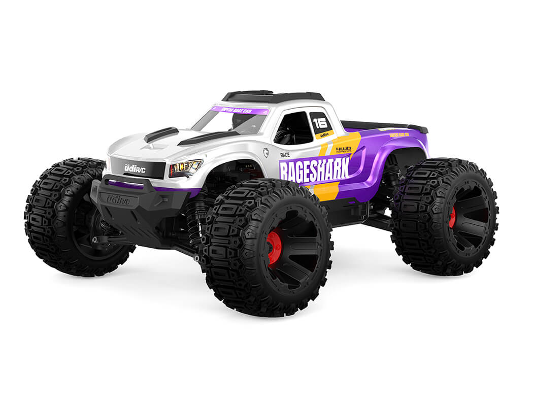 UDI RC - RAGESHARK MONSTER TRUCK 1/16 BRUSHED RTR - Pink/White - UDI-UD1611P (7.4V Li-ion 1200mAh & Charger Included)