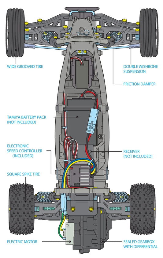 TAMIYA - 58587 RC NEO FIGHTER BUGGY 1/10 BUGGY - KIT FORM (DT-03) (INC'S ESC AND MOTOR ONLY(