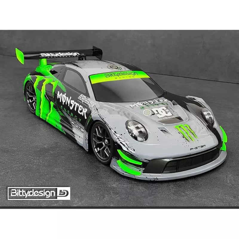 Bittydesign - P-GT3R 1/10 GT RC Car 190mm Clear Body Porsche GT3 - 0.7mm Standard Thickness Body - BD-GT-190PGT3R (Does not come with Monster Stickers)