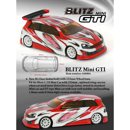 BLITZ - VW Golf GTI 1/10 MTC Chassis 0.8mm thick STD - 225mm WB / 165mm Wide - 60904
