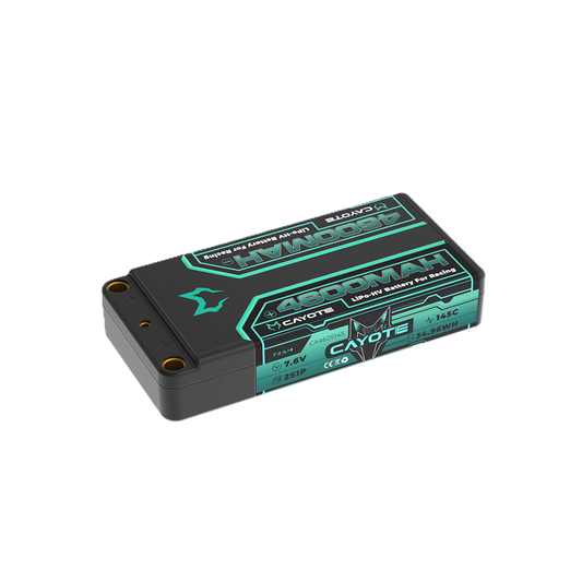 CAYOTE - LiPo 4600mAh HV Shorty Battery 7.6v 2S - 18mm Thick, 163g Weight - (Ideal LMGT3, Mini GT, Buggy Application) CA462S145