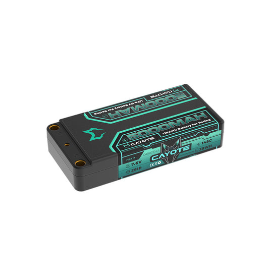 CAYOTE - LiPo 5000mAh HV Shorty Battery 7.6v 2S - Low Profile 19.8mm Thick, 179g Weight - (Ideal LMGT3, Mini GT, Buggies, MTC) CA502S145