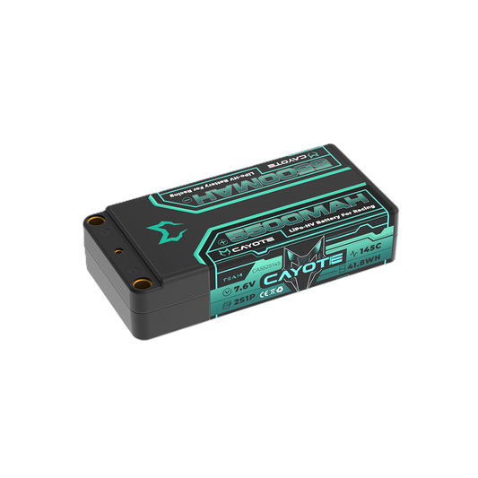 CAYOTE - LiPo 5500mAh HV Shorty Battery 7.6v 2S - 22.2mm Thick, 204g Weight - (Ideal LMGT3, Mini GT, Buggy Application) CA552S145