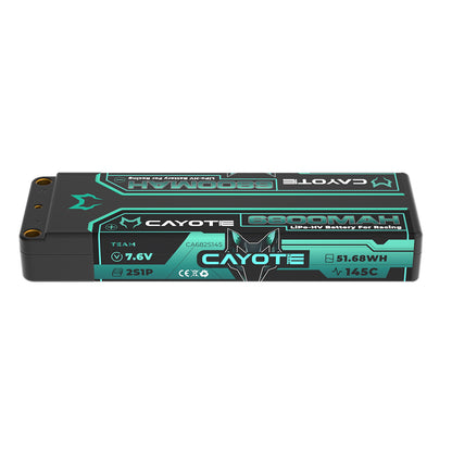 CAYOTE - LiPo 6800mAh HV Stick 7.6v 2S - Low Profile 19.7mm Thick, 249g, 5mm Bullets  - CA682S145