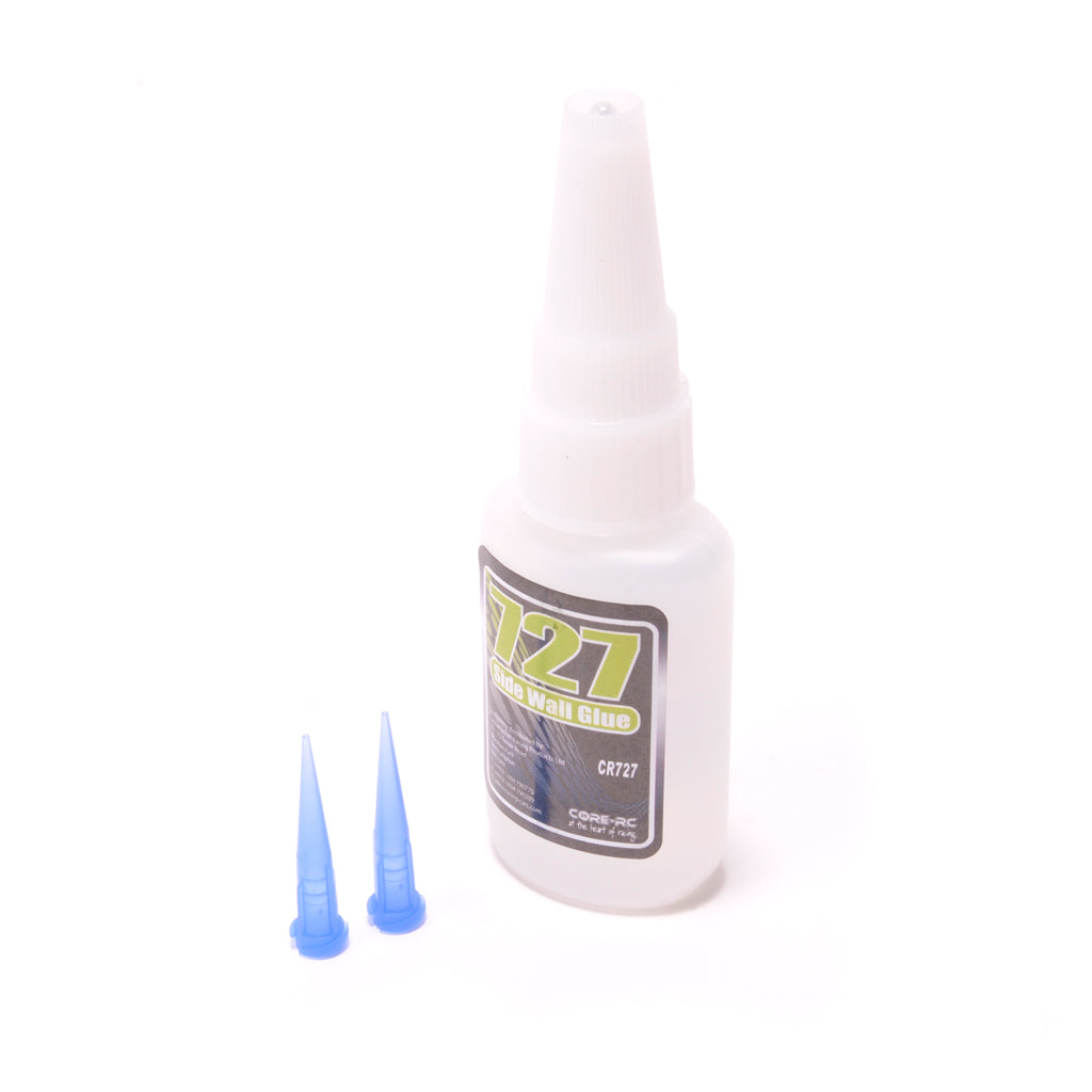 CORE RC - 727 MEDIUM SIDE WALL TYRE/TIRE GLUE + 2 NOZZLES - CR727 (SLOW DRYING)