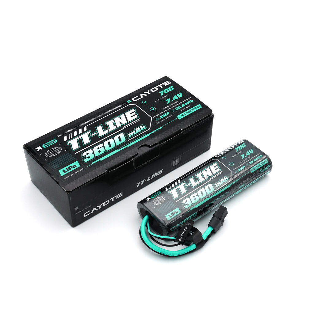 CAYOTE - TT-LINE 70C 3600mAh 2S 7.4v Hardcase LiPo - CYEB36002S70X6