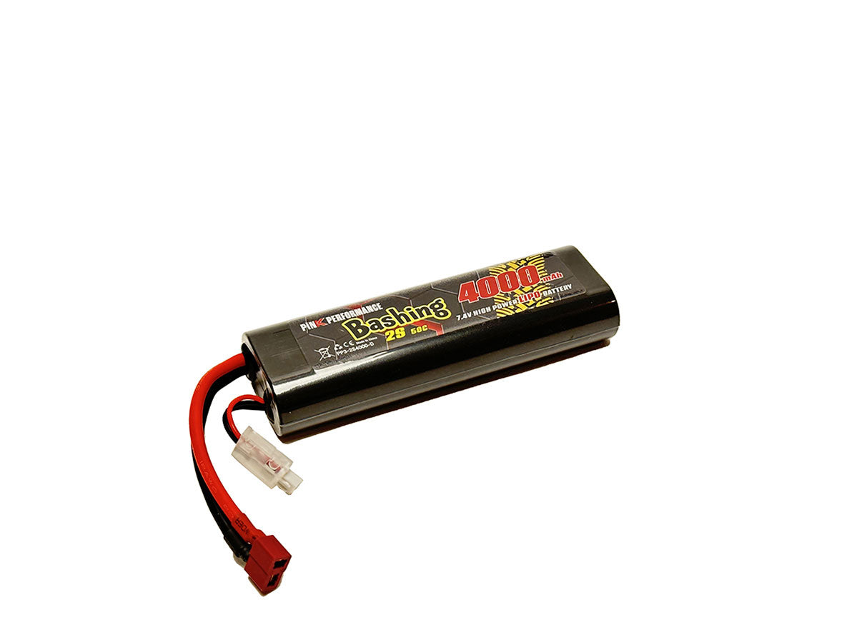 Pink Performance - Bashing LiPo 2S 7.4V 4000mah 50C (Deans) 139x47x25mm 240g Round Case (Fits Tamiya TT01E Euro Truck) PP3-2S4000-D