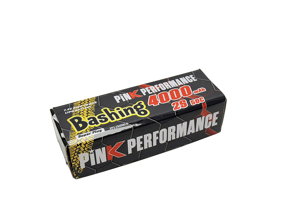 Pink Performance - Bashing LiPo 2S 7.4V 4000mah 50C (Deans) 139x47x25mm 240g Round Case (Fits Tamiya TT01E Euro Truck) PP3-2S4000-D