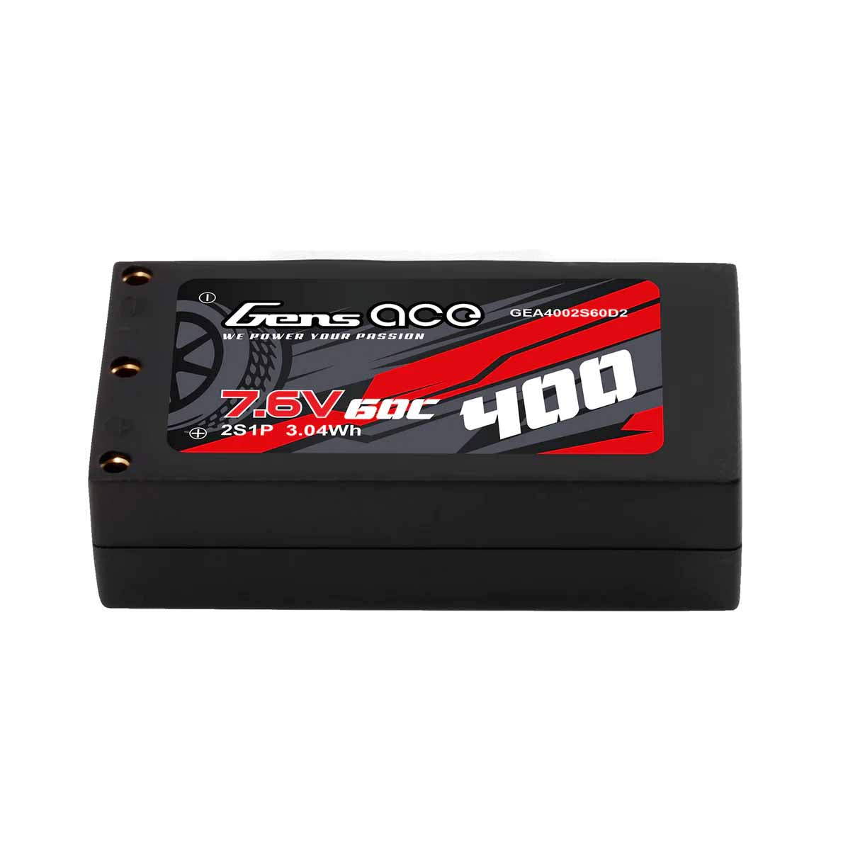 GensAce - Mini 1/28 - 1/24 Micro LiPo Battery - 2S HV 2.0 7.6V 400mah 60C (JST) 44x23x12mm 19g - GEA4002S60D2