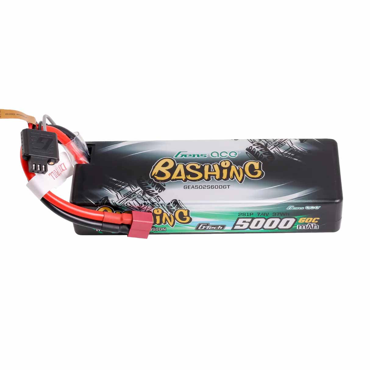 GensAce - Bashing LiPo 2S 7.4V 5000mah 60C Lipo Battery (Deans) 136x48x25mm 250g G-Tech - GEA502S60DGT