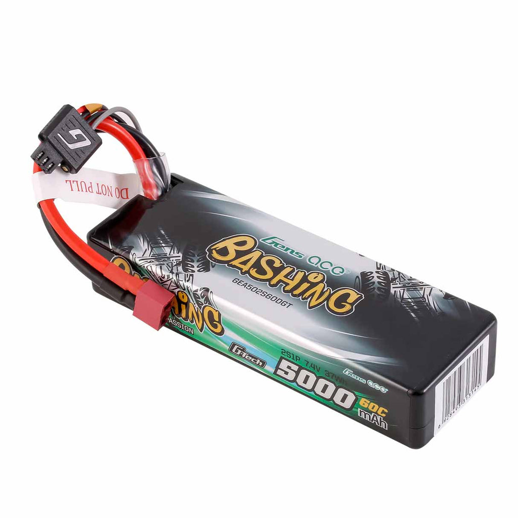 GensAce - Bashing LiPo 2S 7.4V 5000mah 60C Lipo Battery (Deans) 136x48x25mm 250g G-Tech - GEA502S60DGT