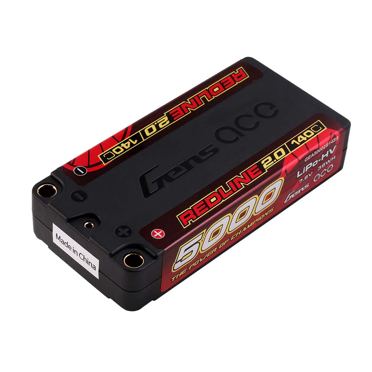 GensAce - Redline 2.0 Shorty 2S HV 7.6V Lipo Battery 140C 5000mah (97x47x20mm) 179g - GEA50002S14S5