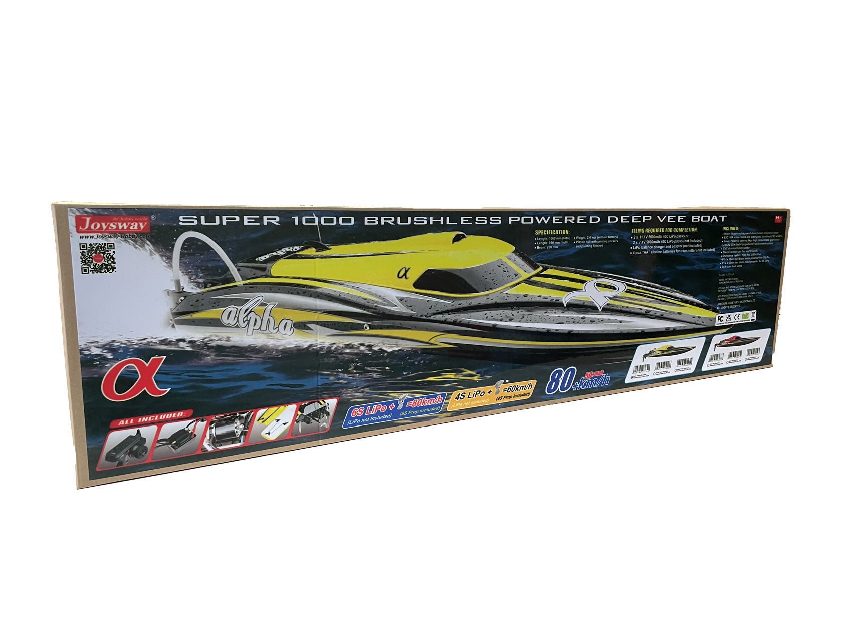 (Offer) JOYSWAY - RC Alpha Deep Vee Brushless 1060mm 2.4G RTR Boat (Y) (Includes 2x3S-5000mah Batteries) - JW8901-RTR