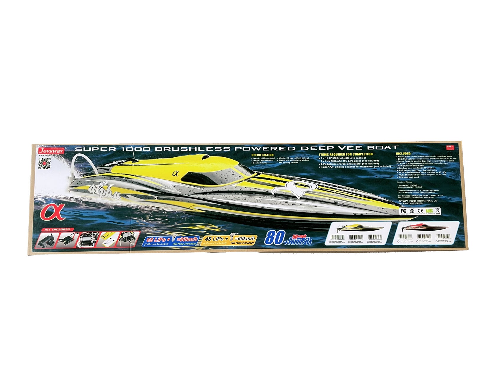 (Offer) JOYSWAY - RC Alpha Deep Vee Brushless 1060mm 2.4G RTR Boat (Y) (Includes 2x3S-5000mah Batteries) - JW8901-RTR