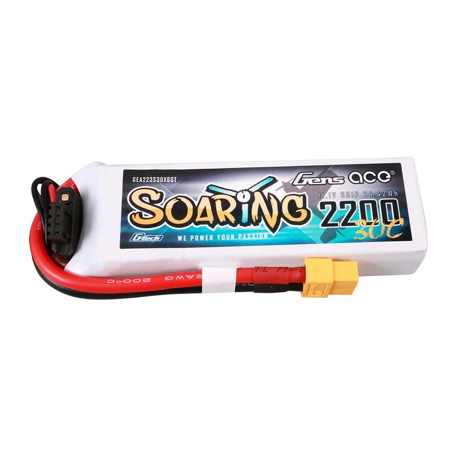 Gensace - Soaring LiPo 3S 11.1V-2200-30C(XT60) 107x34x21mm 175g G-Techge1-2200-3x6gt -  GE1-2200-3X6GT (Fits UDI GLEAM)