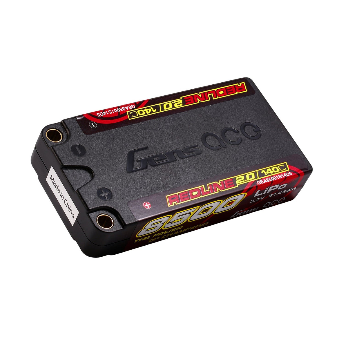 GensAce - Redline 2.0 Shorty 1S Lipo Battery HV 3.7V 140C 8500mah Ultra Thin (93x47x18.5mm 160g) GEA85001S14D5