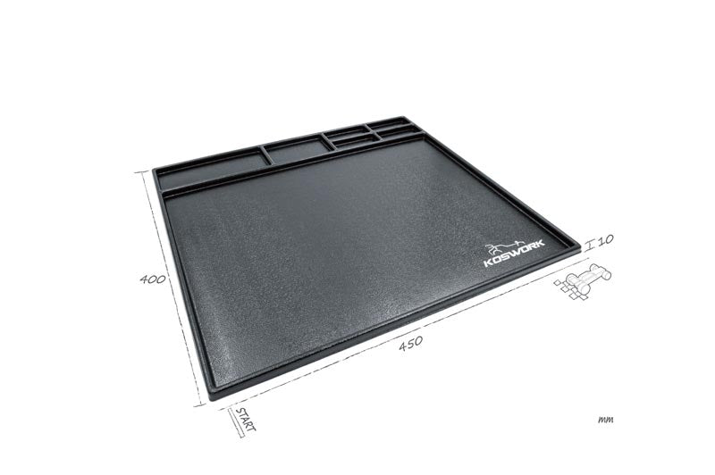 Koswork - Assembly Tray (Desk Tidy Pit Mat) 450x400mm for Mini-Z, 1/12. 1/18th & Yamiya M-Chassis MTC - KOS32120-450BK