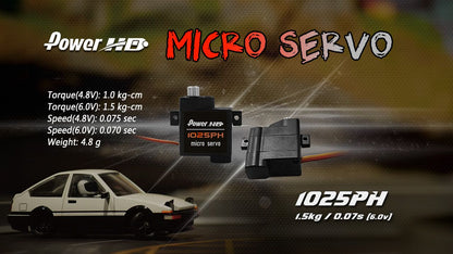 Power HD - 1/24 - 1/28 Micro RC Servo HD1025PH (1.5kg/0.07s) - Upgrade for Mini-Z - HD-1025PH