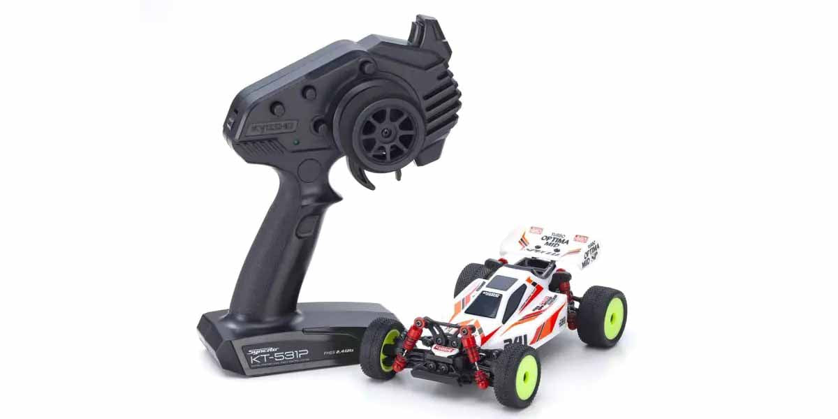 Kyosho - 1/28 Micro Buggy Mini-Z MB010 Readyset 4WD Turbo Optima Mid Special (White) (1/24th Class) - (No battery or charger included) (Micro RC Buggy)
