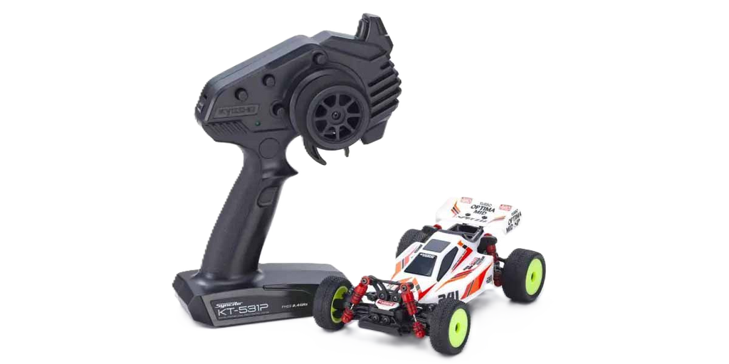 Kyosho - 1/28 Micro Buggy Mini-Z MB010 Readyset 4WD Turbo Optima Mid Special (White) (1/24th Class) - (No battery or charger included) (Micro RC Buggy)