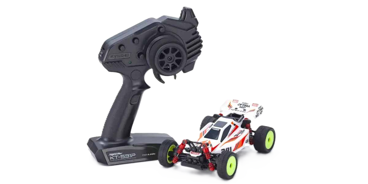 Kyosho - 1/28 Micro Buggy Mini-Z MB010 Readyset 4WD Turbo Optima Mid Special (White) (1/24th Class) - (No battery or charger included) (Micro RC Buggy)