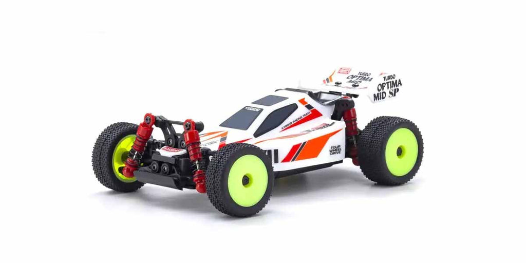 Kyosho - 1/28 Micro Buggy Mini-Z MB010 Readyset 4WD Turbo Optima Mid Special (White) (1/24th Class) - (No battery or charger included) (Micro RC Buggy)