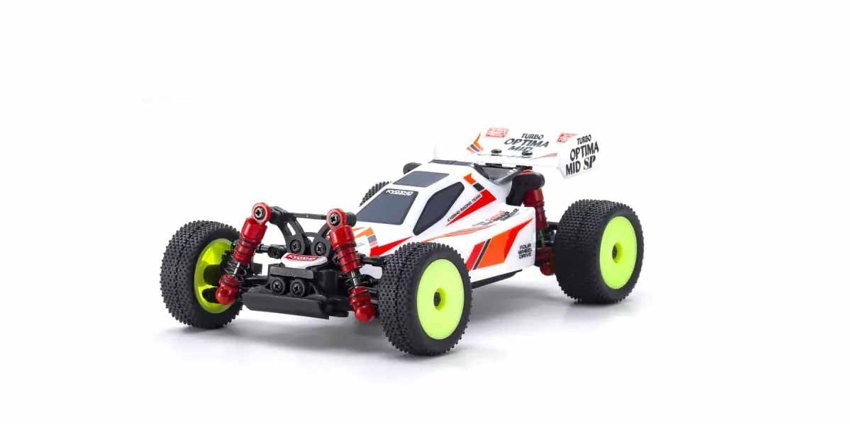 Kyosho - 1/28 Micro Buggy Mini-Z MB010 Readyset 4WD Turbo Optima Mid Special (White) (1/24th Class) - (No battery or charger included) (Micro RC Buggy)