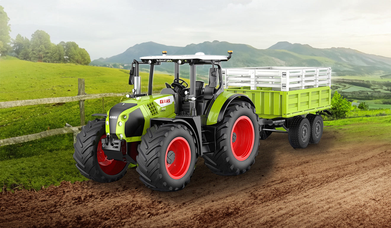 CLAAS ARION 660 - RC Tractor with trailer 1:24 - E685-003 - Licenced Product (Working Lights)