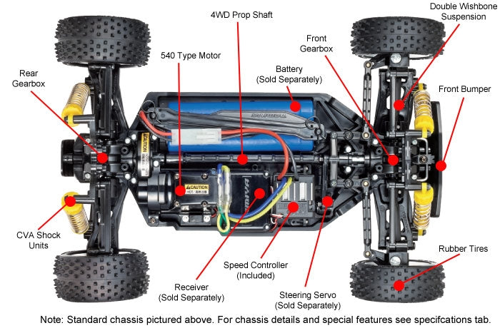 Tamiya - 1/10 RC Buggy Kit Neo Scorcher (TT-02B) - 58568 (ESC & Motor Included - Requires Radio, Servo, Battery, Charger, PS Spray & Assembly)