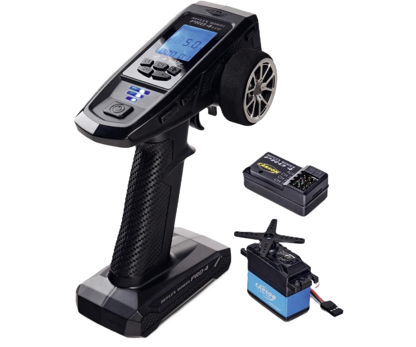 Carson - FS 4K Reflex Wheel Pro 4ch - 2.4GHz LCD Radio & Receiver & 6kg Servo  - Digital Proportional Dual Rates - C500120