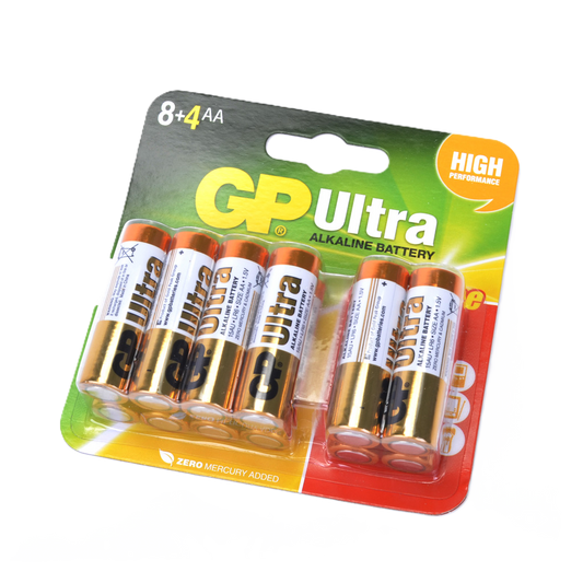 GP - Alkaline AA Pencell Card 8 + 4 Item No. G719 (12pcs) High Performance Battery (Batteries) - G719