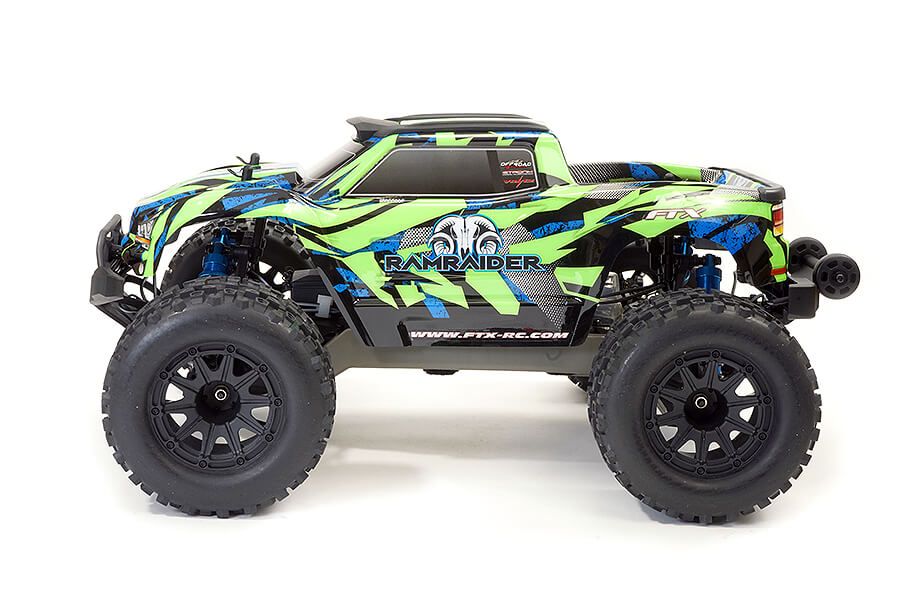 FTX - RAMRAIDER RC 1/10 BRUSHLESS + 3S LIPO Ready To Run MONSTER TRUCK RTR - GREEN/BLUE - FTX5497GB (working lights)