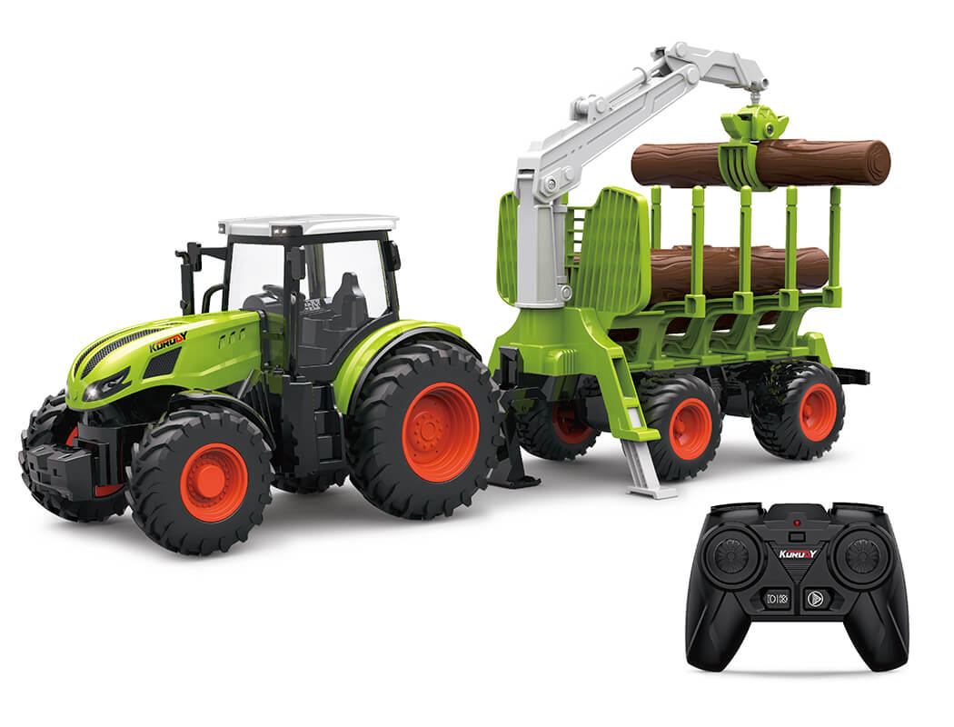 KORODY - RC 1:24 TRACTOR WITH LOG GRABBER WITH TRAILER W/LED LIGHTS - K-6648