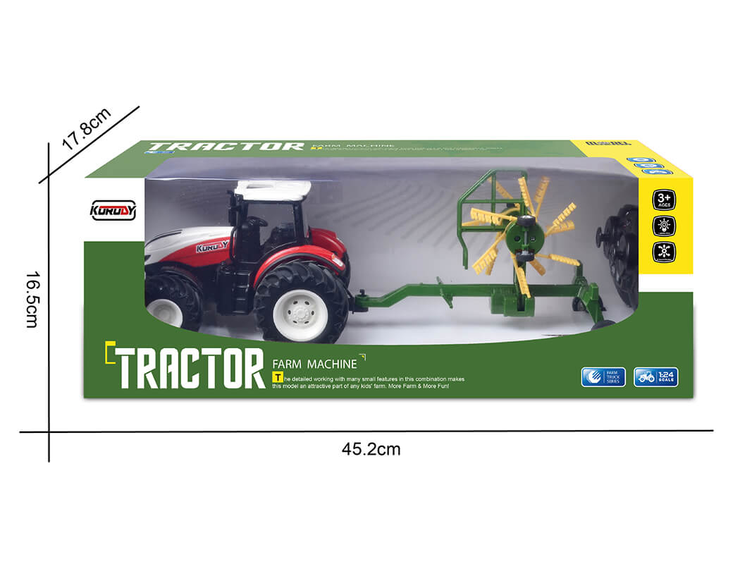 KORODY - RC 1:24 TRACTOR WITH ROTARY RAKE W/LED LIGHTS - K-6637K