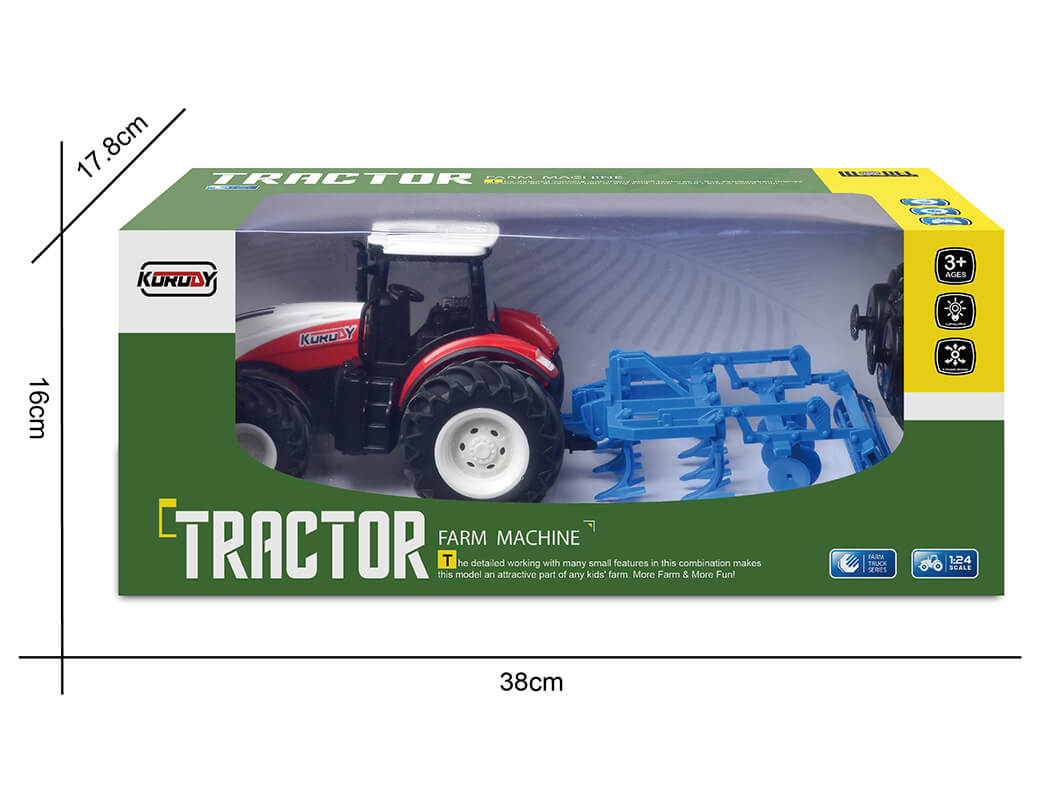 KORODY - RC 1:24 TRACTOR WITH ROTARY PLOUGH W/LED LIGHTS - K-6639K