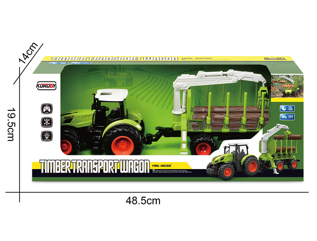 KORODY - RC 1:24 TRACTOR WITH LOG GRABBER WITH TRAILER W/LED LIGHTS - K-6648