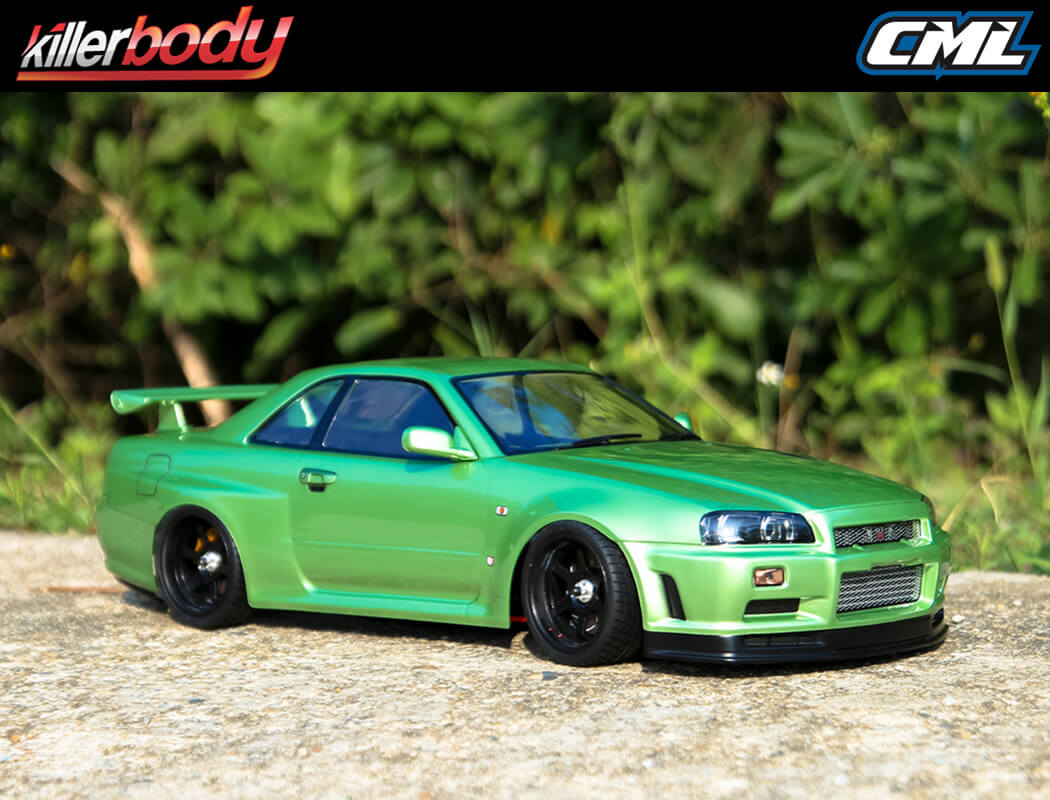 KILLERBODY - 1/10 RC CAR BODY SHELL - NISSAN SKYLINE R34 195MM CLEAR HIGH DETAIL - KB48626